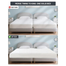 Fitted Sheet with Bed Bridge Twin XL to King Converter Kit with Split King Filler for Adjustable Bed