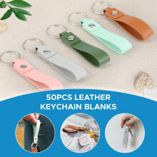 100pcs PU Leather Key Fob Kit, Keychain Blanks with Rives and Key Rings, Rectangle Leather Key Chain Bulk for DIY