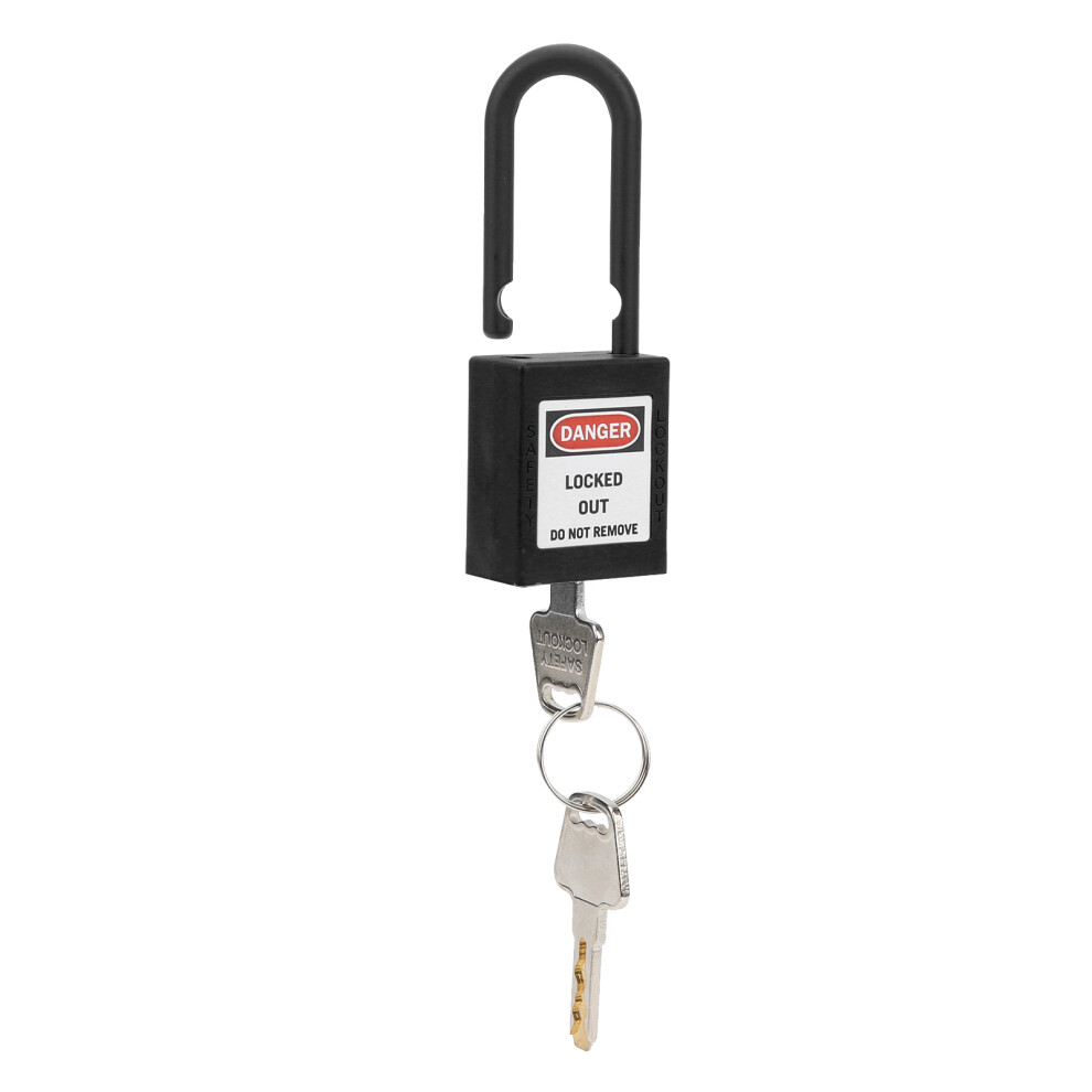 38Mm Safety Lockout Lock Nylon Insulated & Corrosion Resistant Keyed Black 4631390866622