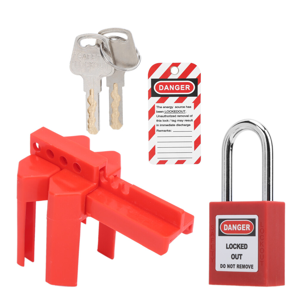Adjustable Lockout Tagout Lock Kit For Industry With Padlock & Warning Labels 8261390866764