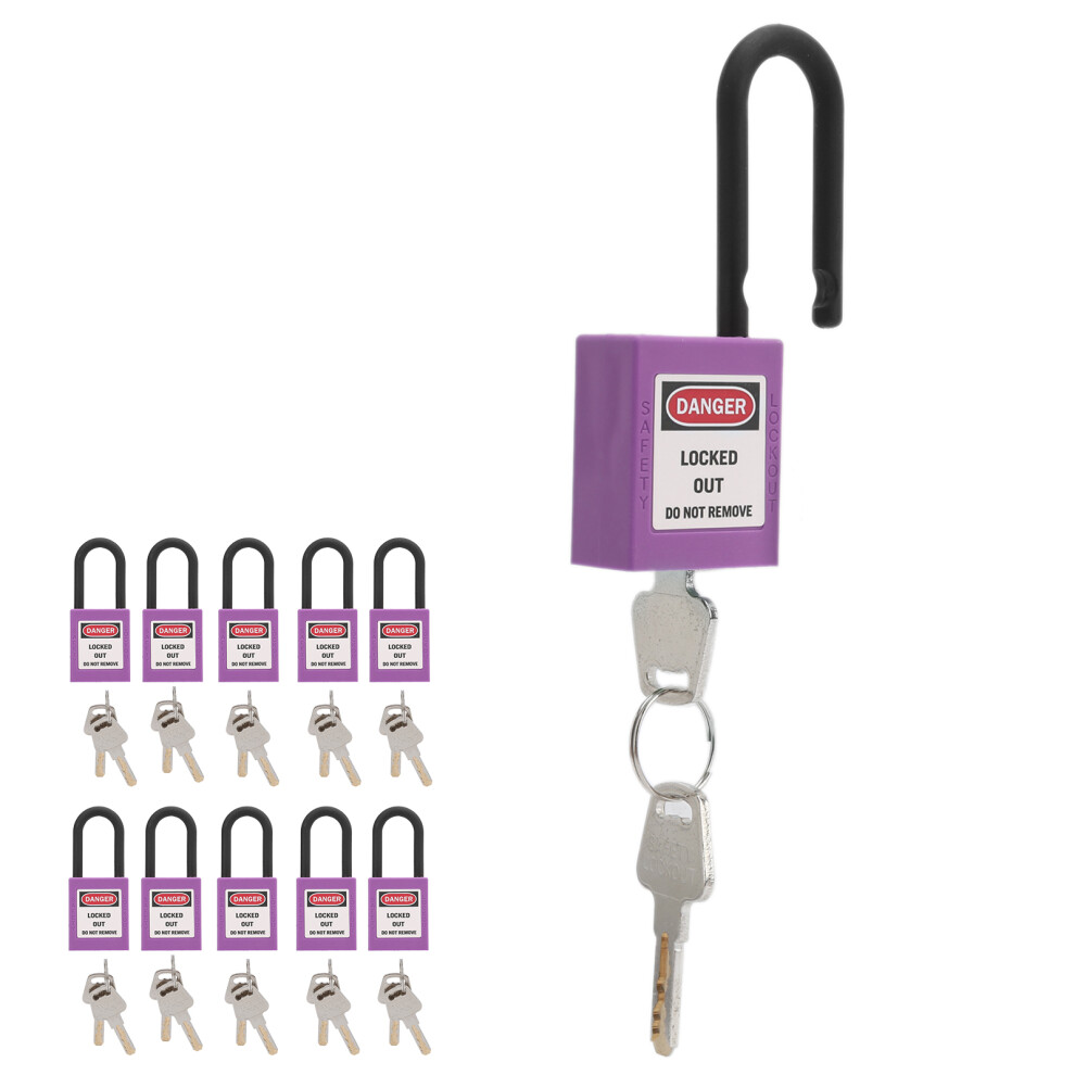 10Set Purple Nylon Safety Padlock 38Mm/1.5In Insulation Dustproof 8421390866755