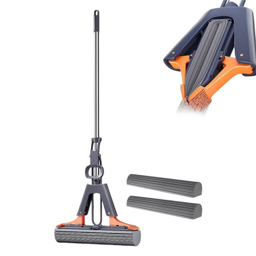 Floor Roller Mop PVA Sponge Roller Mop with Adjustable Handle Efficient Cleaning Absorbent Sponge Mop for Hardwood Tile 2