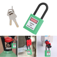 Green 38mm/1.5in Safety Padlock Dustproof & Insulated with 2 Keys for Factories