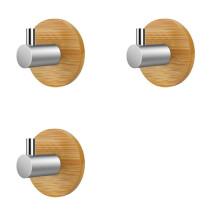 3X Bambou Acier Inoxydable Crochet Mur Vêtements Sac Casque Clé Cintre Cuisine Salle de Bains Porte Serviette Étagère Antirouille (A)