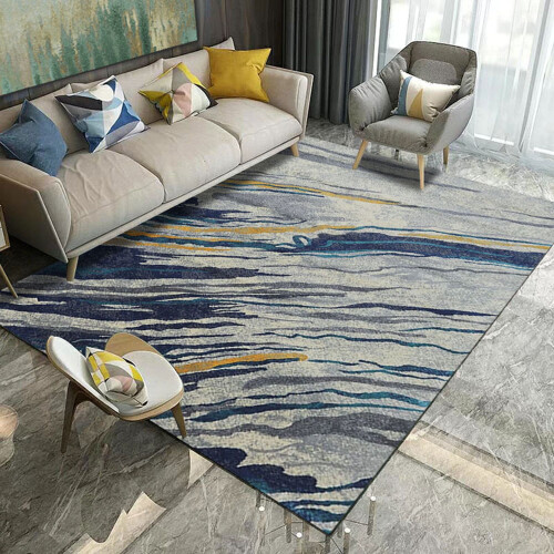Square Area Rug Retro Abstract Design Washable Non-Slip 1