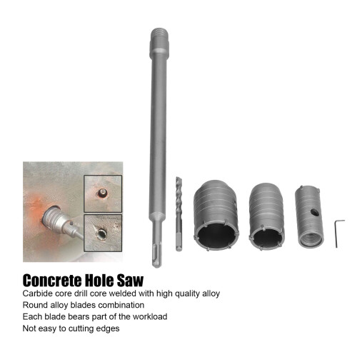 Concrete Wall Cutter Drill Bit Set 30/40/50mm with 350mm Handle 2