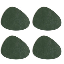 Teardrop PU Placemats Double-Sided Texture, Waterproof Oil-Proof Set 4Pcs for Dining Table, Home Decor Green