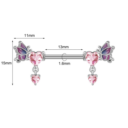 Δαχτυλίδι θηλής από χειρουργικό ατσάλι 14G CZ Opal Piercing θηλής για γυναίκες Κοσμήματα 1