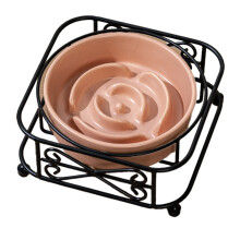 Slow Feeder Kattenvoerbak Verhoogde Keramische Kattenvoerbak Verhoogde Kattenvoerbak met Standaard Slow Feeder voor Nat en Droog Voer