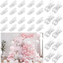 30 Pack Balloon Arch Clips -10 Large 3.5-Inch Backdrop Clips & 20 Small 2.4-Inch Clear Heavy-Duty Clips for Balloon Kits