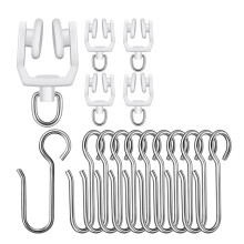 120-Teiliges Vorhangschienen-Set Zur Deckenmontage, Inklusive Haken und Rollen, Metall-S-Haken für die Dusche, Gerade und Gebogene Rollen