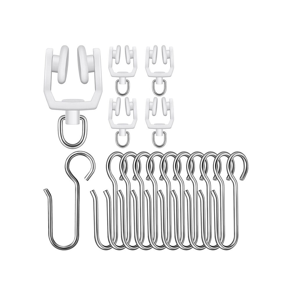 Tauoh 120 Pcs Curtain Track Sets Ceiling Mount Curtain Track Hooks And Rollers Metal Shower S Hooks Straight Curved Rollers