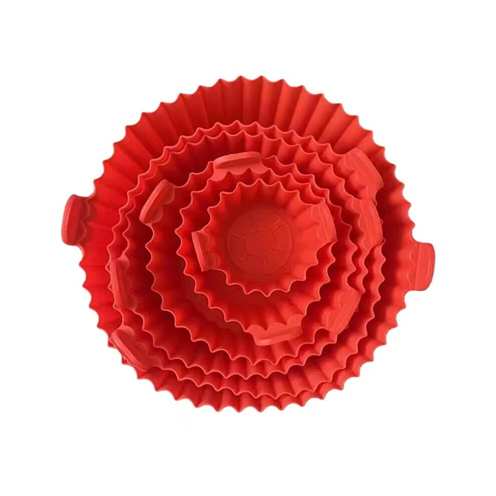 Brecantia Airfryer Silicone Basket Reusable Oven Baking Tray Silicone Mold Forfried Chicken Basket Air Fryer Accessories Red