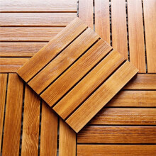 Lot de 4 Lames de Parquet en Pin Épais, Faciles à Installer et Traitées Anti-Carbonisation, pour Jardin