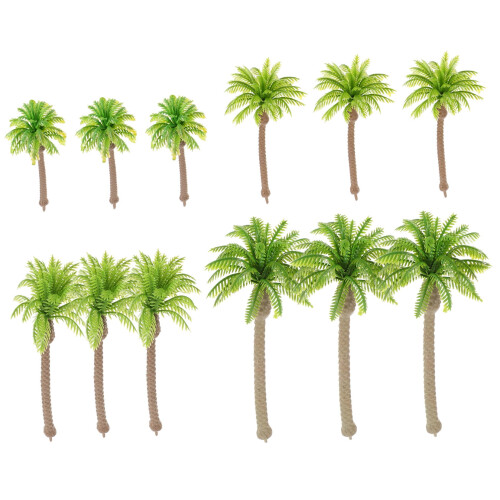 miniature palm tree Scene Layout Artists Green Plastic 12-Pcs for Train Track Models 2