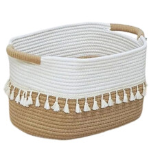 Storage Basket Cotton Rope Woven Boho Clothes Storage Bin for Books Plants Treats 38x26x22cm