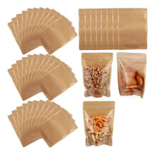 150 Pcs 3 Size Resealable Stand Paper Bags with Clear Fornt Pouches, Food Storage
