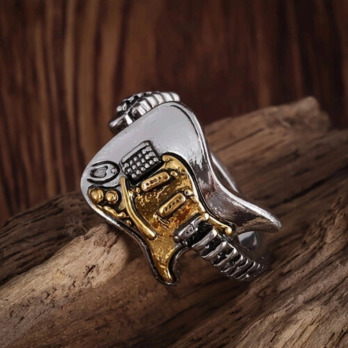 Adjustable Electric Guitar Ring Zinc Alloy Gold 1