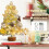 Mini Artificial Christmas Tree Tabletop Red 17.7 Inch Gold 3