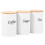Coffee Tea Sugar Container Set - White Iron Kitchen Canister Set with Bamboo Lids (3 Pieces) 4