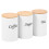 Coffee Tea Sugar Container Set - White Iron Kitchen Canister Set with Bamboo Lids (3 Pieces) 5