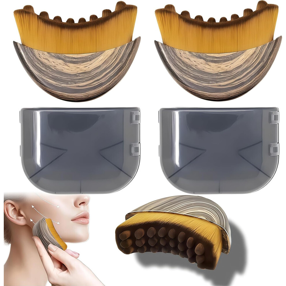 Gogerstar 2Pcs Lymphatic Drainage Brush For Jawline&Chin Sculpting,Precision Contour Brush With Ergonomic Design,Enhance Circulation&Defines Facial Feature