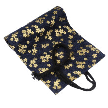 Canvas Roll Up Pencil Case 72 Hole Large Capacity Blue Cherry Blossom Artist Pen Organizer