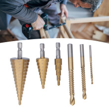 High Speed Steel Step Drill Bits Set, Serrated Spiral, 4-30mm