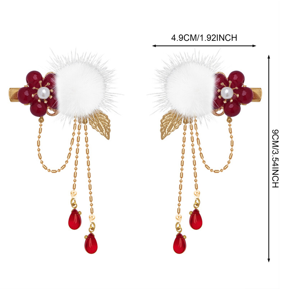 Creation-3C Plush Ball Beads Hair Clips For Gown Hairstyles