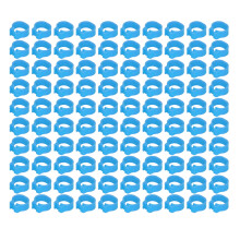 100PCS 8mm Light Blue Plastic Pigeon Leg Bands, 13x12x5mm