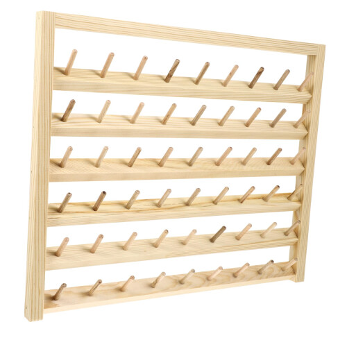 Wood Thread Rack Organizer with Solid Wood Construction, Clear Tangle Storage for Sewing and Embroidery