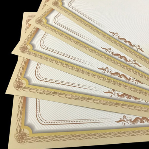 20pcs A4 Horizontal and Vertical Gradient Gold Border Certificate Paper 2