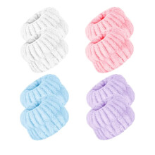 8 Pcs Wrist Washbands for Women, Soft Absorbent Spa Wristbands with Liquid Absorbing Protection, 4 Colors