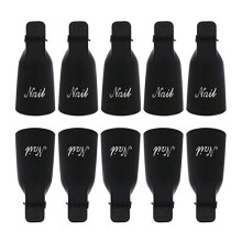 10pcs Reusable Nail Polish Remover Clips Set for Fast Soak Off UV Gel Polish Removal Tools Black