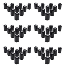 60Pcs Rubber End Caps 16mm ID PVC Round Tube Bolt Cap Cover Screw Thread Protectors Black