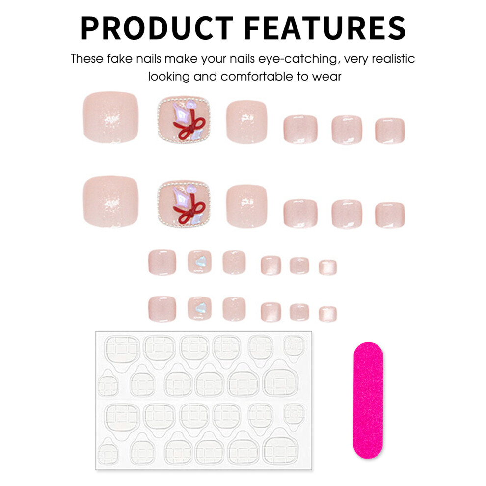 Creation-3C Cat Eye Press-On Nails - Pink Reusable