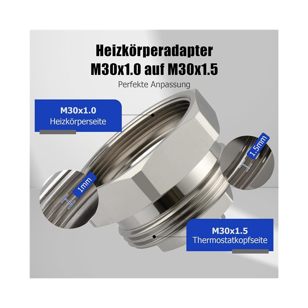 3X Radiator Adapter M30 X 1.0 To M30 X 1.5 For Oventrop Valves 1011445 - Thermostatic Valve Fine Thread Adapter 6034088846162