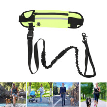Reflective Nylon Dog Running Leash Belt Bag Waist Pouch for Jogging Green
