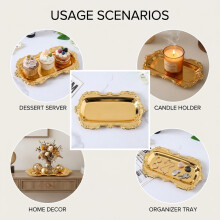 (Gold) Iron Art Tray - Cake Stand & Candle Holder