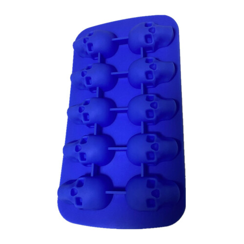 (Blue) 3D Skull Ice Cube Mold for Whiskey Cocktails