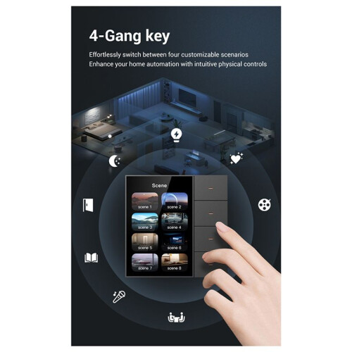 6pcs 3.5 Inch  Wall  Touch Screen 4 Groups  8-Way Scene  Sensor Dimming  Tuya Zigbee A 2