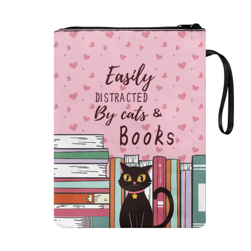 Cat-Print Zip Book Cover Case – Polyester, 300D + 210T 1