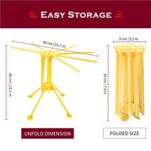 6X Support de Séchage de Pâtes Pliable, Support de Séchage de Nouilles Pliable en Plastique avec 10 Poignées de Barre