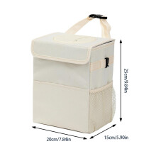 (Creamy White) Foldable Car Trash Can with Waterproof Liner 25x20x15cm
