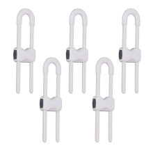 5Pcs White U-Shaped Child Safety Locks for Cabinets, Drawers & Doors