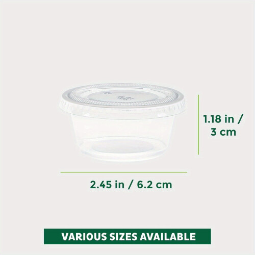 150 τεμάχια πλαστικά ποτήρια μερίδας 2oz με καπάκια – μιας χρήσης για προετοιμασία 1