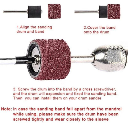 Rotary Sanding Bands Drum Mandrels Kit for Dremel 384 pcs 1