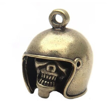 Brass Skull HeadHelmet Bell Key Chains Pendants Punk Men Motorcycle Keychains Hanging Jewelry Vintage Copper Wind Chime