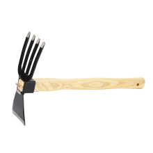 Hand Hoe Rake Tool, Carbon Steel & Wood, Gardening Digging Digger