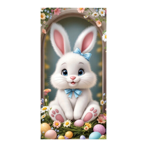 Easter Door Cover Bunny Eggs Print 180x90cm 1